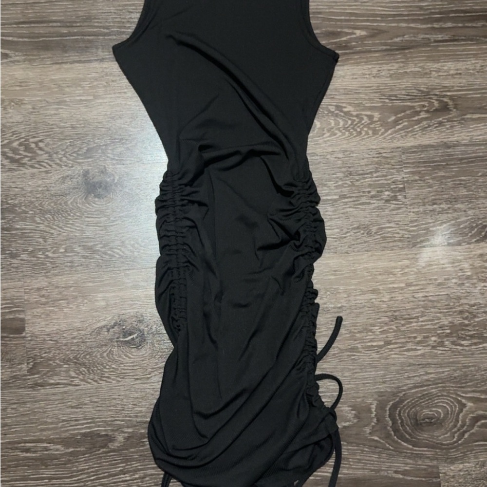 Elegant Black Ruched adjustable Dress